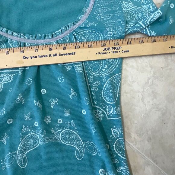 90’s Y2K style Thermal waffle top size XS Teal Paisley alternative vamp. Diaries - Picture 7 of 10